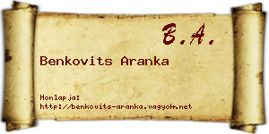 Benkovits Aranka névjegykártya